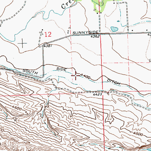 Topographic Map of South Side Ditch, WY