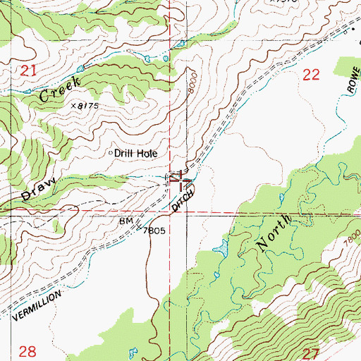 Topographic Map of Alcohol Draw, WY