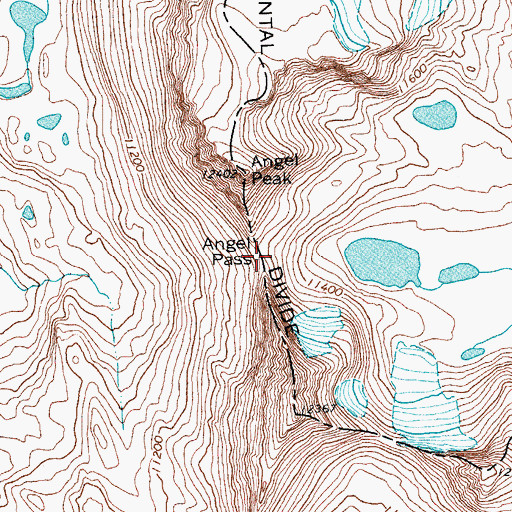 Topographic Map of Angel Pass, WY