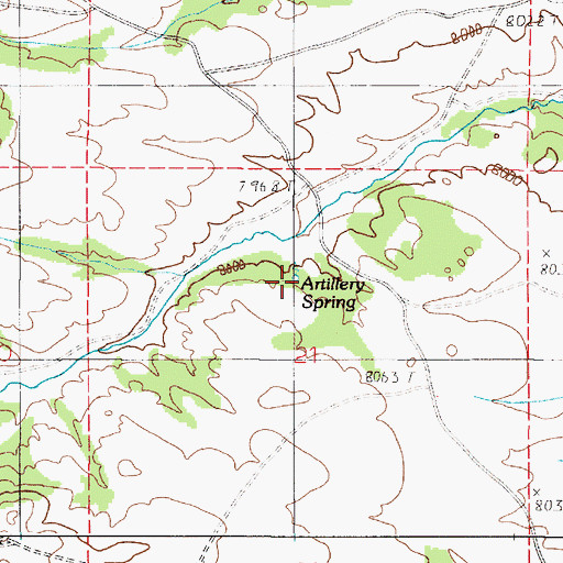 Topographic Map of Artillery Spring, WY