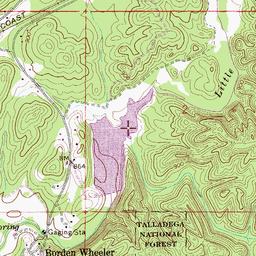 Topographic Map of Hog Creek, AL
