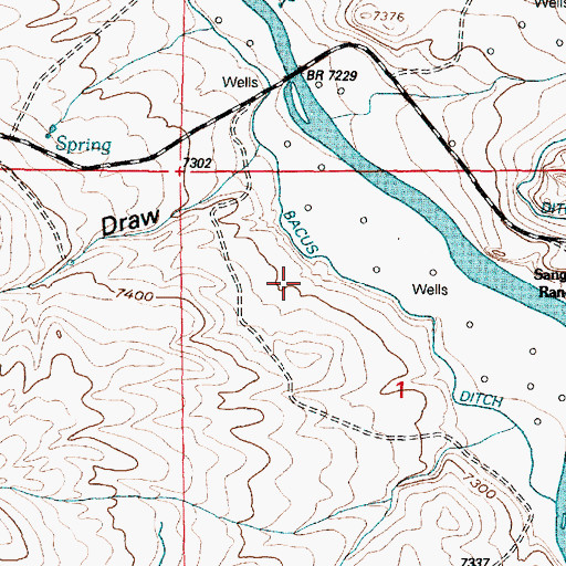 Topographic Map of Bacus Ditch, WY