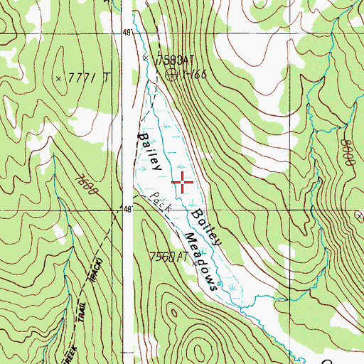 Topographic Map of Bailey Meadows, WY