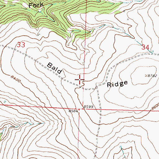 Topographic Map of Bald Ridge, WY