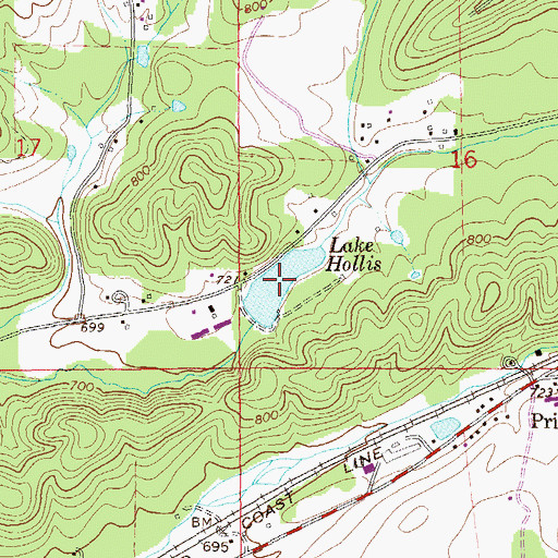 Topographic Map of Lake Hollis, AL