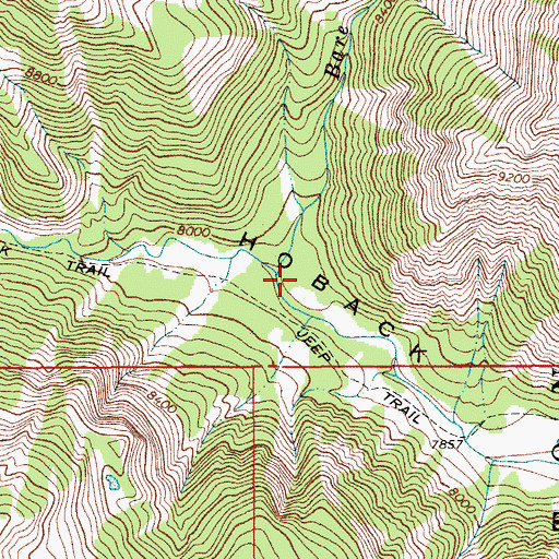 Topographic Map of Bare Creek, WY
