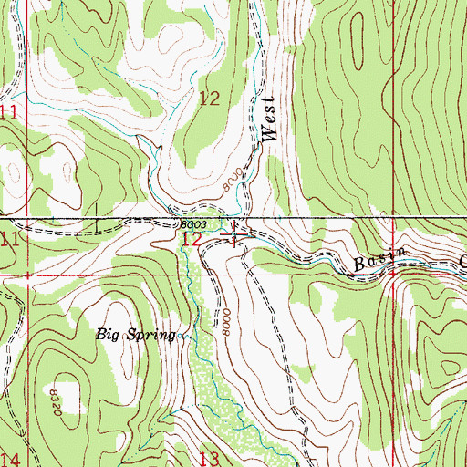Topographic Map of Basin Creek, WY