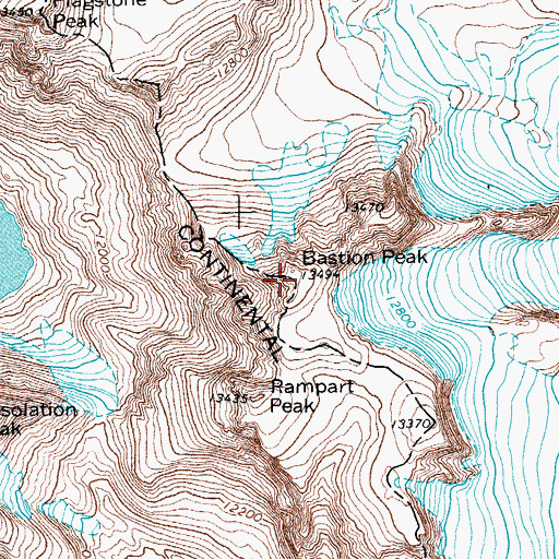Topographic Map of Bastion Peak, WY