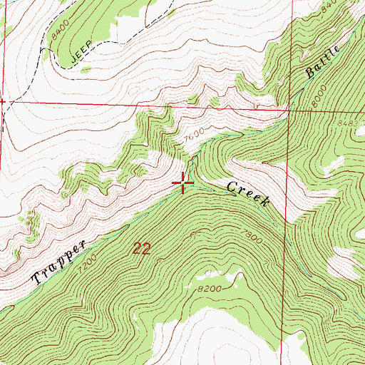 Topographic Map of Battle Creek, WY