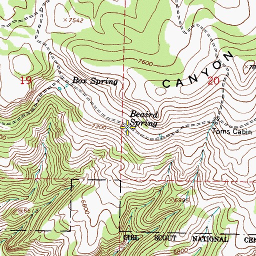 Topographic Map of Beaird Spring, WY