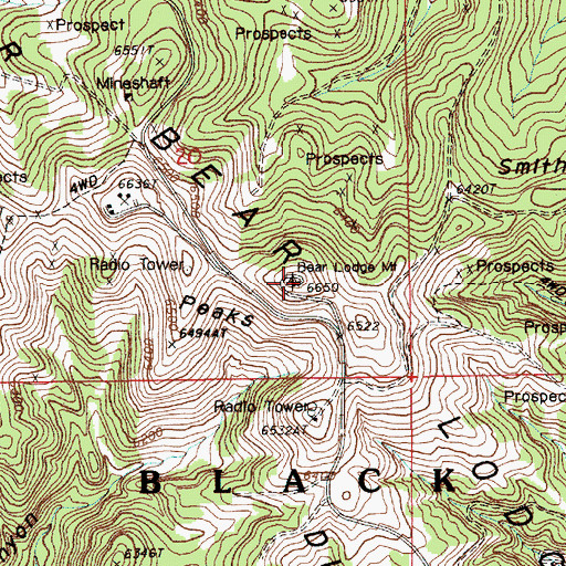 Topographic Map of Bear Lodge Mountains, WY