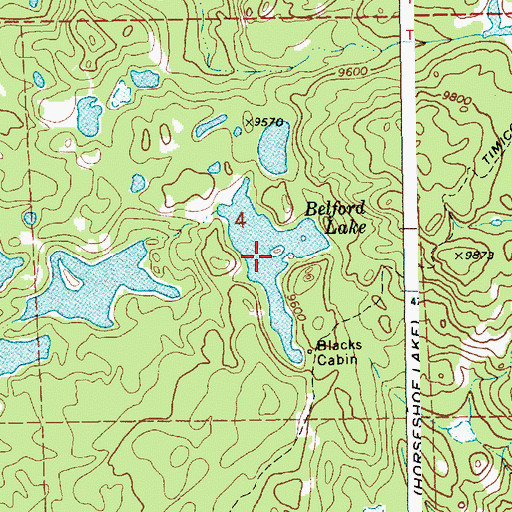 Topographic Map of Belford Lake, WY