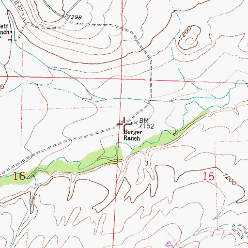 Topographic Map of Berger Ranch, WY