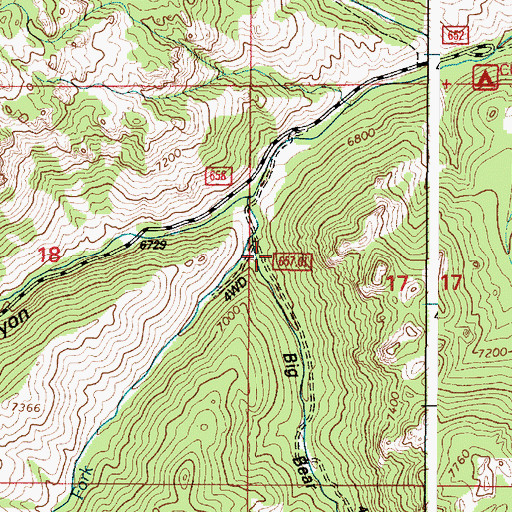 Topographic Map of Big Bear Canyon, WY