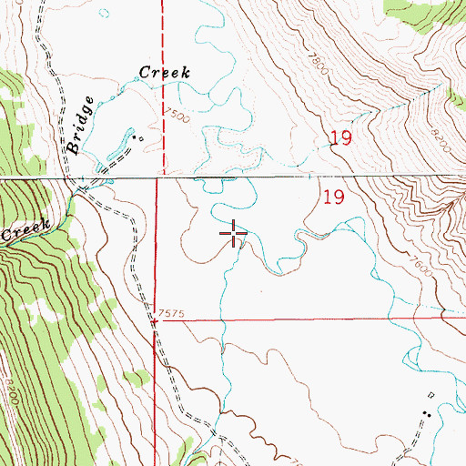 Topographic Map of Big Cow Creek, WY