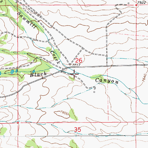 Topographic Map of Black Canyon Creek, WY