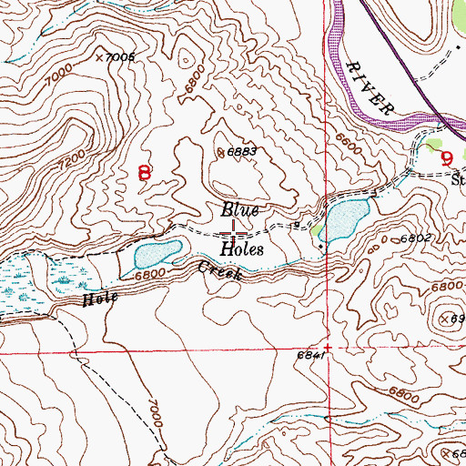 Topographic Map of Blue Holes, WY