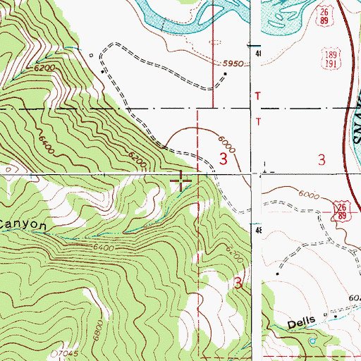 Topographic Map of Bohnetts Canyon, WY