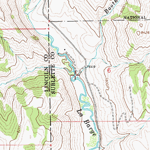 Topographic Map of Booth Creek, WY