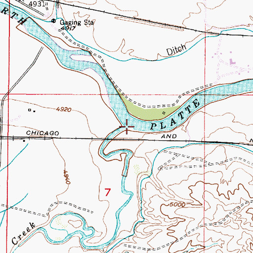 Topographic Map of Box Elder Creek, WY