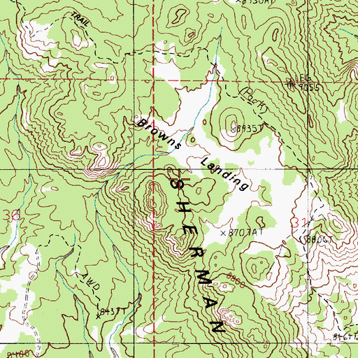 Topographic Map of Browns Landing, WY