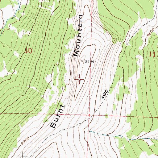 Topographic Map of Burnt Mountain, WY