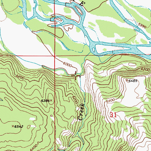 Topographic Map of Butler Creek, WY