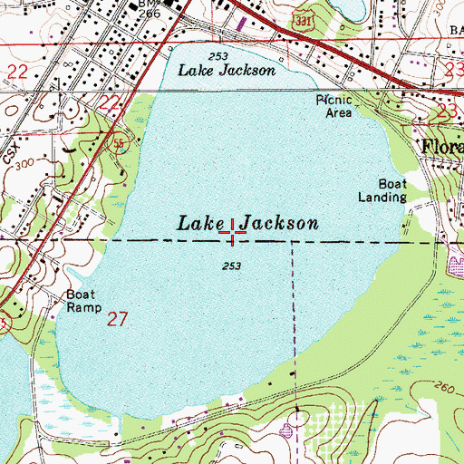 Topographic Map of Lake Jackson, AL
