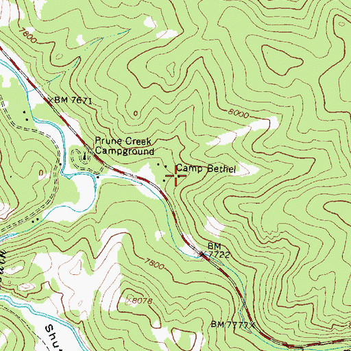 Topographic Map of Camp Bethal, WY