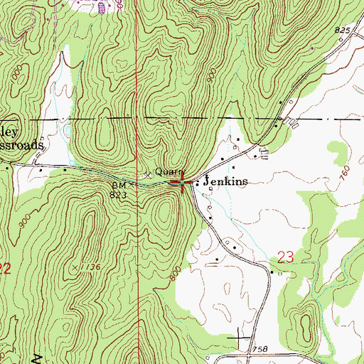 Topographic Map of Jenkins, AL