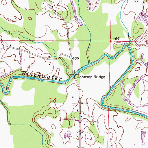Topographic Map of Johnsey Bridge, AL