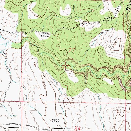 Topographic Map of Canyon Creek Canyon, WY