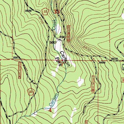 Topographic Map of Carlson Park, WY