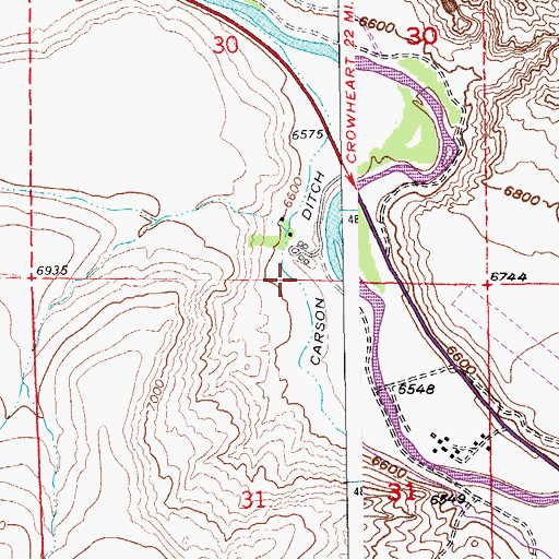Topographic Map of Carson Ditch, WY