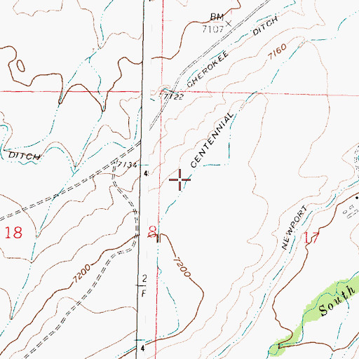 Topographic Map of Centennial Ditch, WY