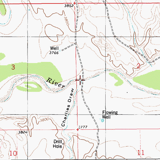 Topographic Map of Charlies Draw, WY