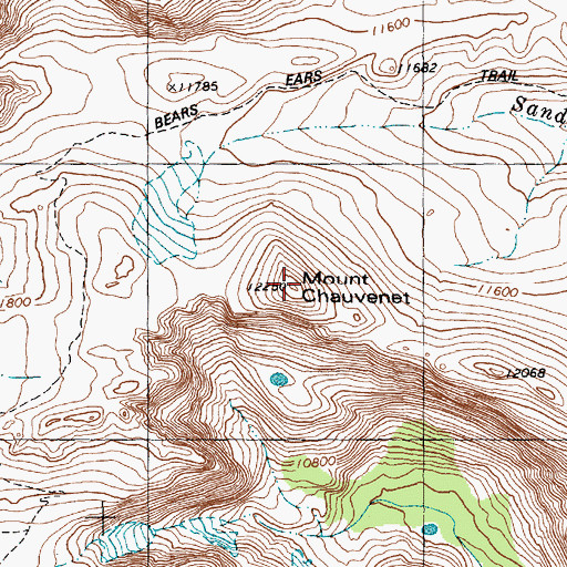 Topographic Map of Mount Chauvenet, WY