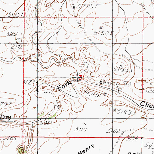 Topographic Map of Cheyenne River Draw, WY