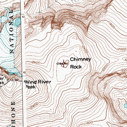 Topographic Map of Chimney Rock, WY