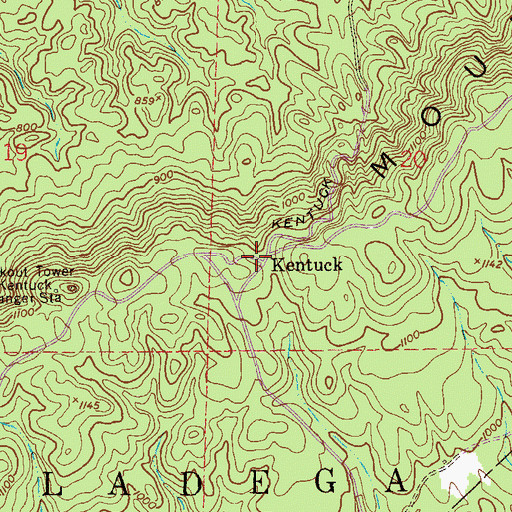 Topographic Map of Kentuck, AL