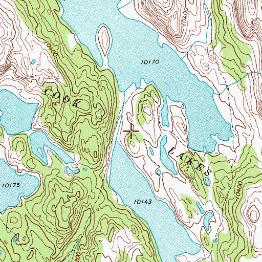 Topographic Map of Cook Lakes, WY