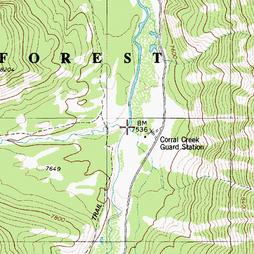 Topographic Map of Corral Creek, WY