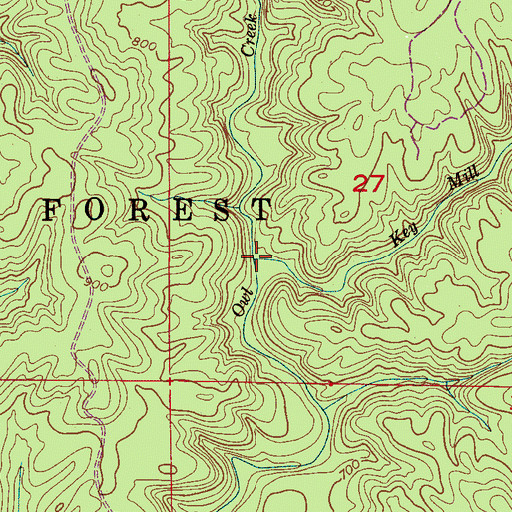 Topographic Map of Key Mill Branch, AL
