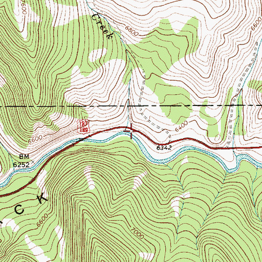 Topographic Map of Cow Creek, WY