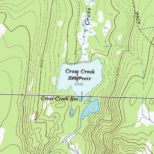 Topographic Map of Cross Creek Reservoir, WY
