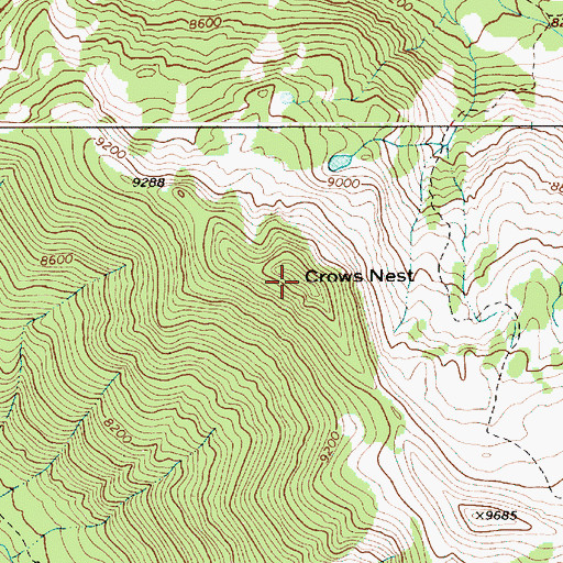 Topographic Map of Crows Nest, WY