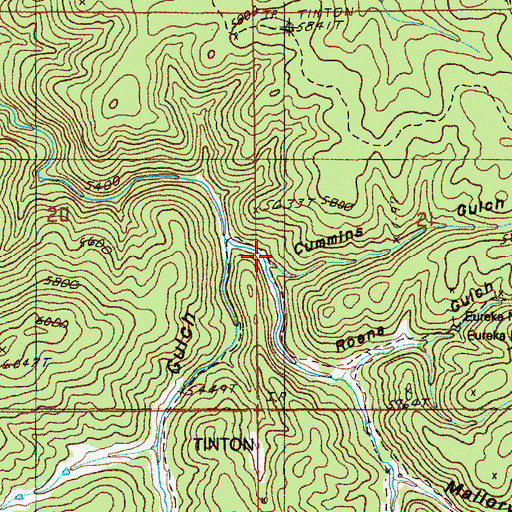 Topographic Map of Cummins Gulch, WY