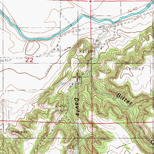 Topographic Map of Davis Canyon, WY