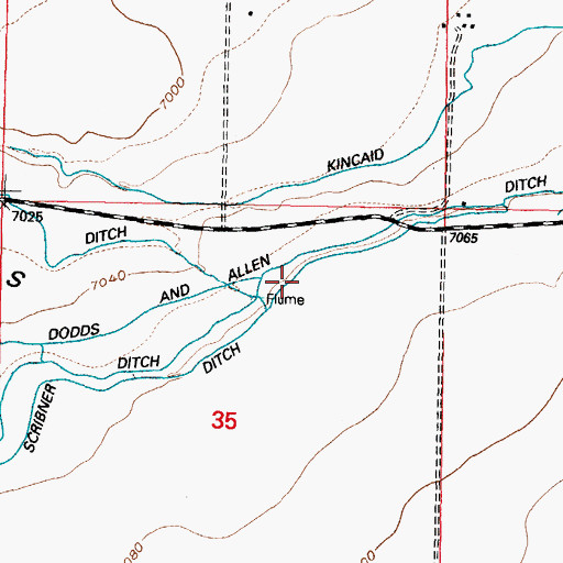 Topographic Map of Dodds and Allen Ditch, WY