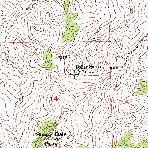 Topographic Map of Dollar Ranch, WY
